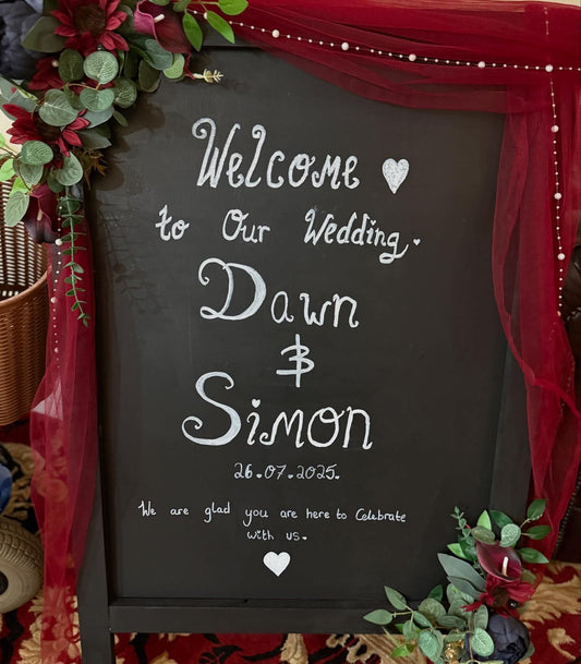 Bespoke Chalk Events Easel.